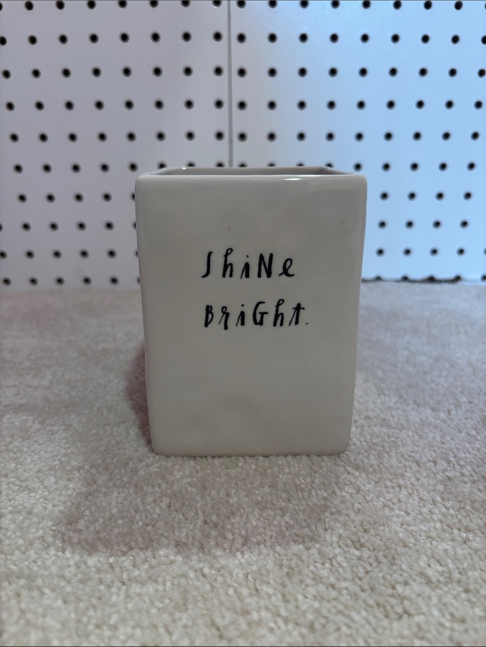 Rae Dunn White Ceramic Vase with "Shine Bright"
